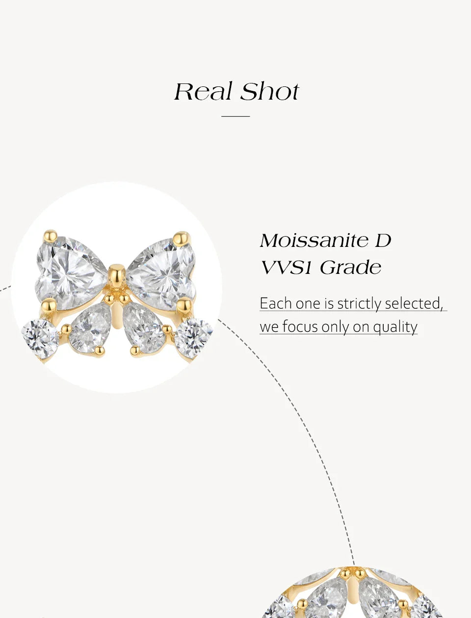 Heart Moissanite Earrings Bow Wreath Design S925 Silver 18k Gold Engagement Jewelry for Women Birthday Gifts Wholesale