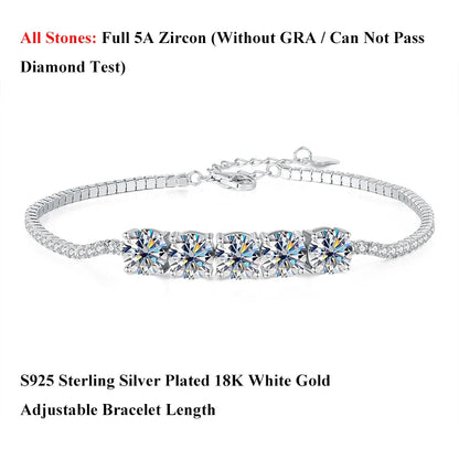 Pink Blue Green Moissanite Diamond Link Bracelet 6.5mm 5cttw for Woman 925 Silver Plated 18K Adjustable Chain Bracelets
