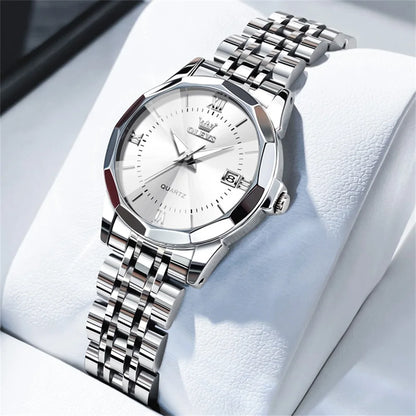 Elegant Fashion Women's Watches Luxury Brand Original Quartz Watch for Ladies Waterproof Stainless Steel Luminous Date