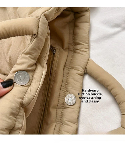 Women's Casual Single-shoulder Bag Large Capacity Nylon Backpack Women's Down Cotton Winter Tote Bag Portable Makeup Handbag