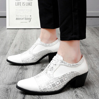 Men's High-heeled Leather Shoes Fashion Red Wedding Dresses Shoes For Men Luxury Formal Shoes Man zapatos de vestir