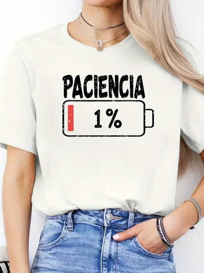 Fashion T Shirt Women Vibrant Spanish Letter Print Short Sleeve Round Neck Women's Casual Summer Breathable T-shirt