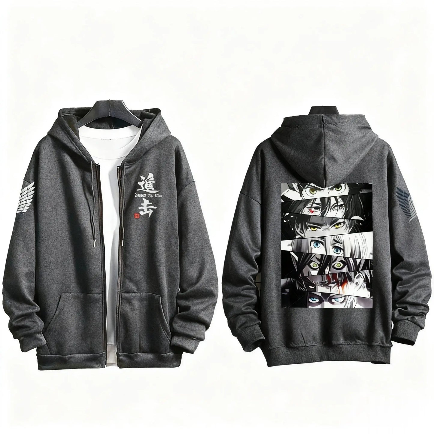 Japanese Anime Print Zip Up Hoodie Men Women Sweatshirt Streetwear Oversized Casual Long Sleeve Jacket Cosplay Spring Autumn New