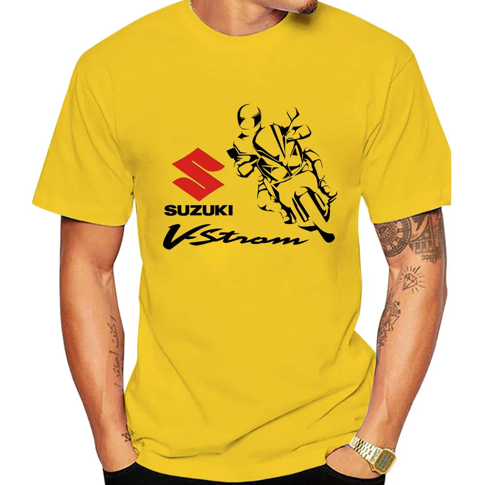 2026 V-Strom Summer New Bestseller 100% Cotton Trend Men T-shirt Daily Outdoor Sports Casual Loose Street Short Sleeve