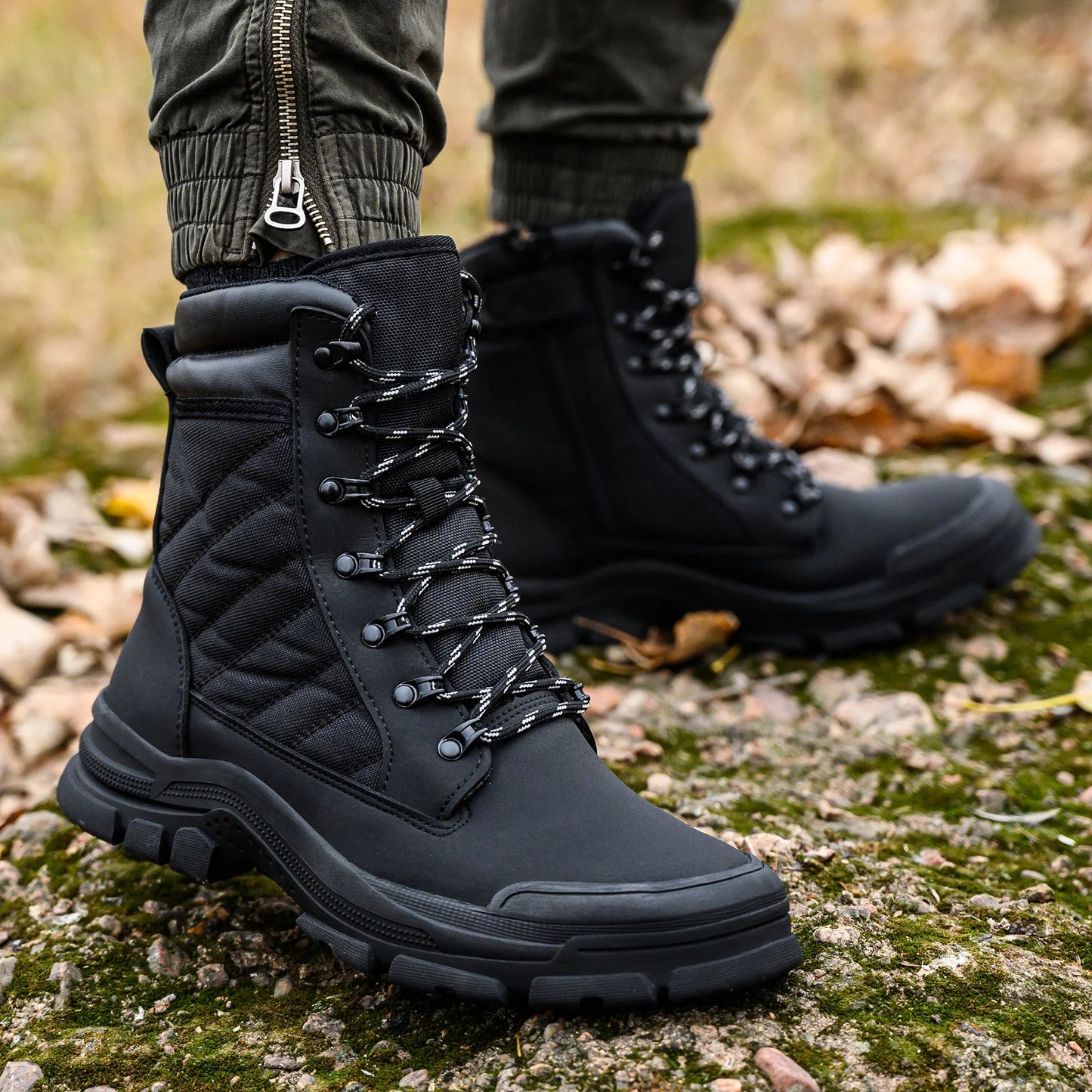 Men Work Safety Boots Outdoor Military Boots Anti-smash Anti-puncture Industrial Shoes Men Zipper Boots Indestructible Boots
