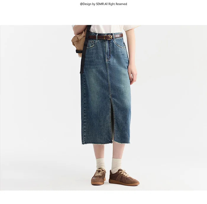 Women Denim Skirt Summer 2024 New Arrival With High Slit And Straight-Cut Design Skirts for Women