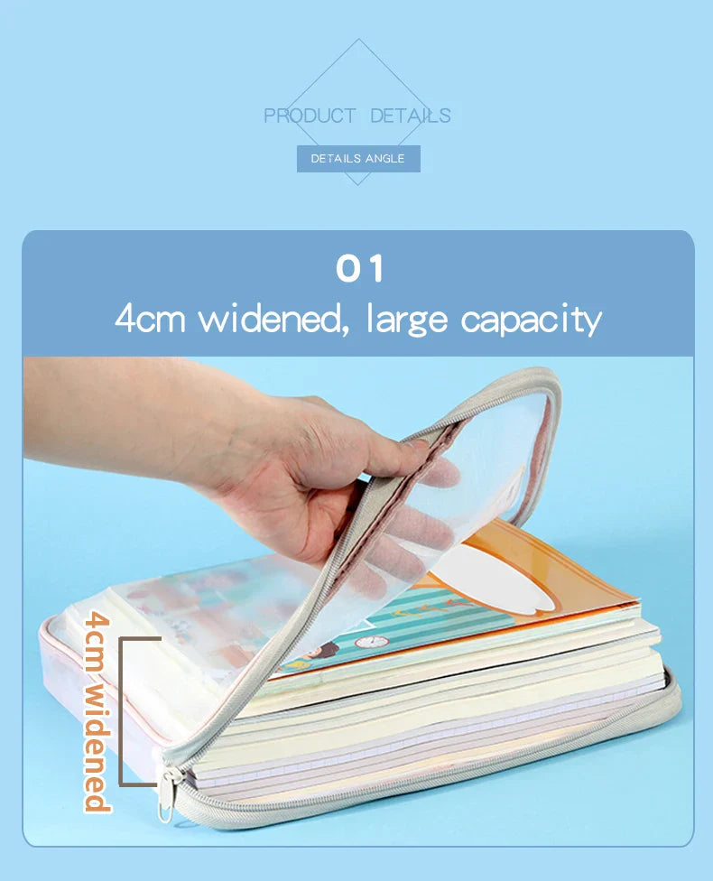 1 Pcs A4 Transparent File Subject Classification Thickened 5 Colors Mesh Simple Hand Storage Bag