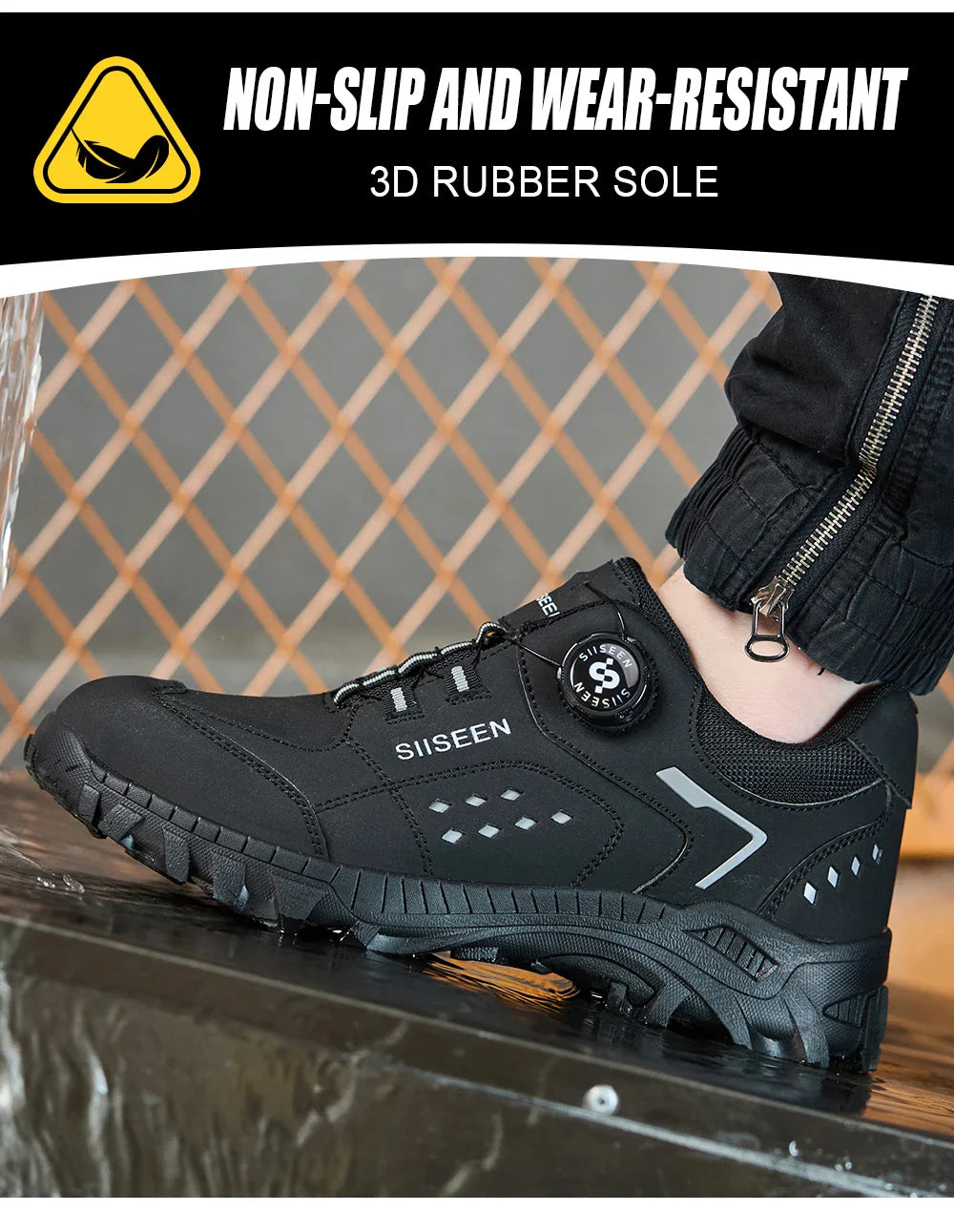 Men's Steel Head Safety Shoes Puncture And Smash Resistant Lightweight Sole Breathable Upper for Outdoor Workshop Work Shoes