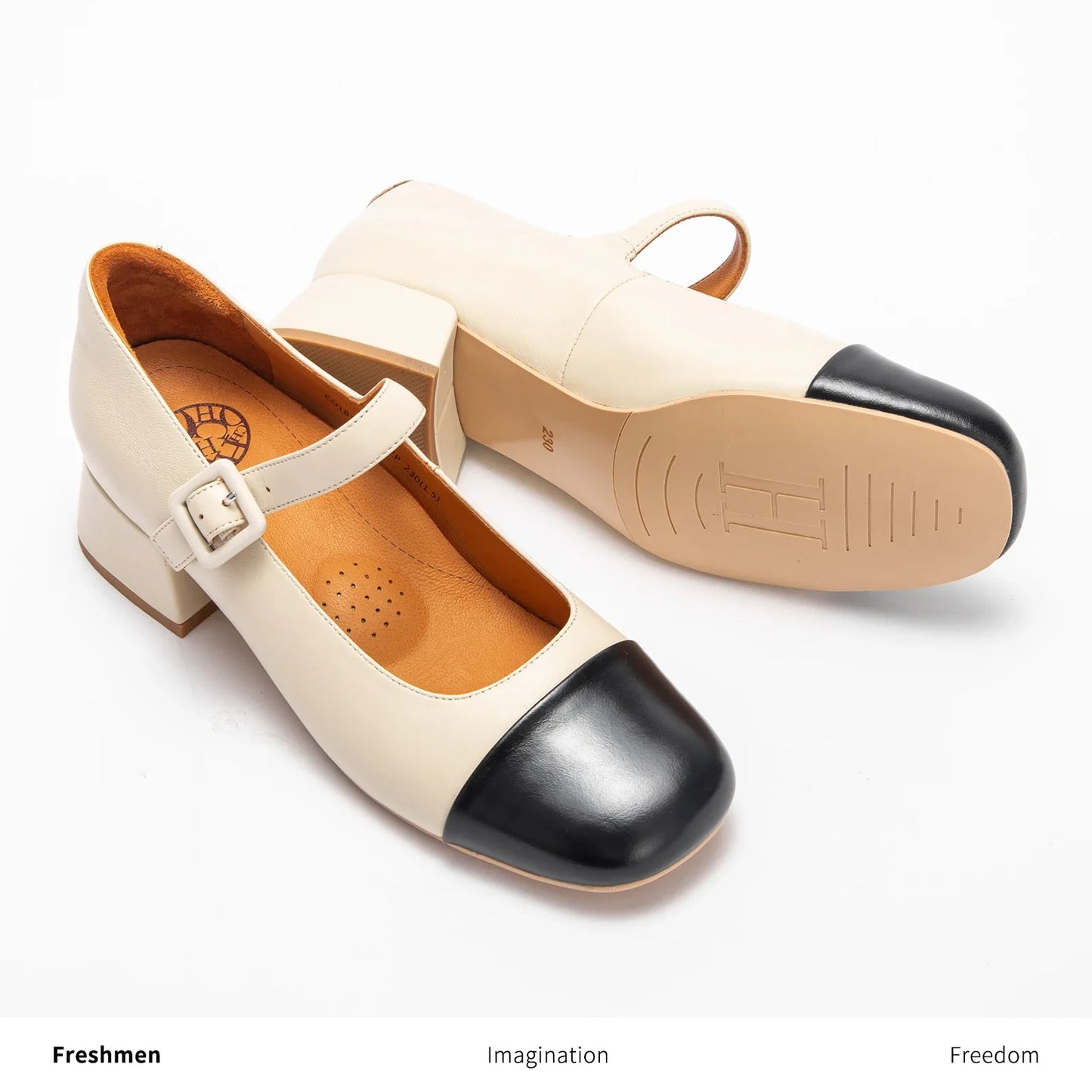 Women's High Heels New High Quality Sheep Leather Women's Shoes Simple Beige Mary Jane Shoes Comfortable