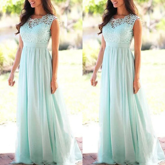 Classic Women Pink Bridesmaid Dresses Elegant Lace Chiffon A Line Illusion Back Maxi Formal Wedding Gust Gowns Formal Evening