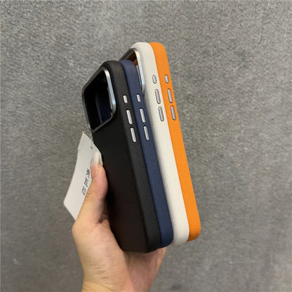 Solid Color PU Leather for Magsafe Case For iPhone 17Air 17Pro 17Pro Max Active Touch Camera Button Lens Protection Cover