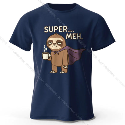 Men's Super Meh Printed T-Shirt 100% Cotton Oversized Apathetic Graphic Tees for Women Summer Tops Slacker Streetwear