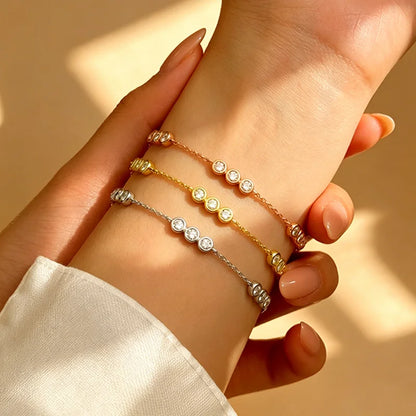 3mm Bubbles Adjustable Real All Moissanite Bracelets for Women Men Classic Lab Diamond Chain S925 Sterling Silver Jewelry