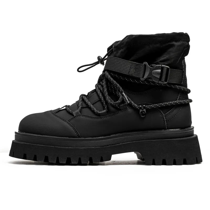 Fashion Men Casual Boots Designer High Top Mens Ankle Boots Winter Work Boots Breathable Walking Sneakers Black Leather Boots