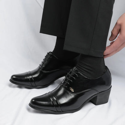 Trendy Men's Casual Black Brown Lace Up Oxford Cuban Shoes Gentleman Business Flats Dress Homecoming Footwear Zapatos Hombre