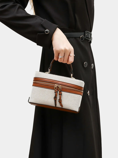 Fashionable versatile box bag brown one shoulder trendy hand-held hard fashionable small square bag