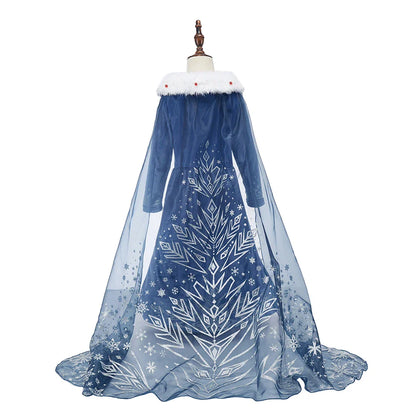 2025 Kid Elsa Anna Costume Girl Birthday Floral Dress Children Snow Queen Performance Fantasy Princess Evening Halloween Costume