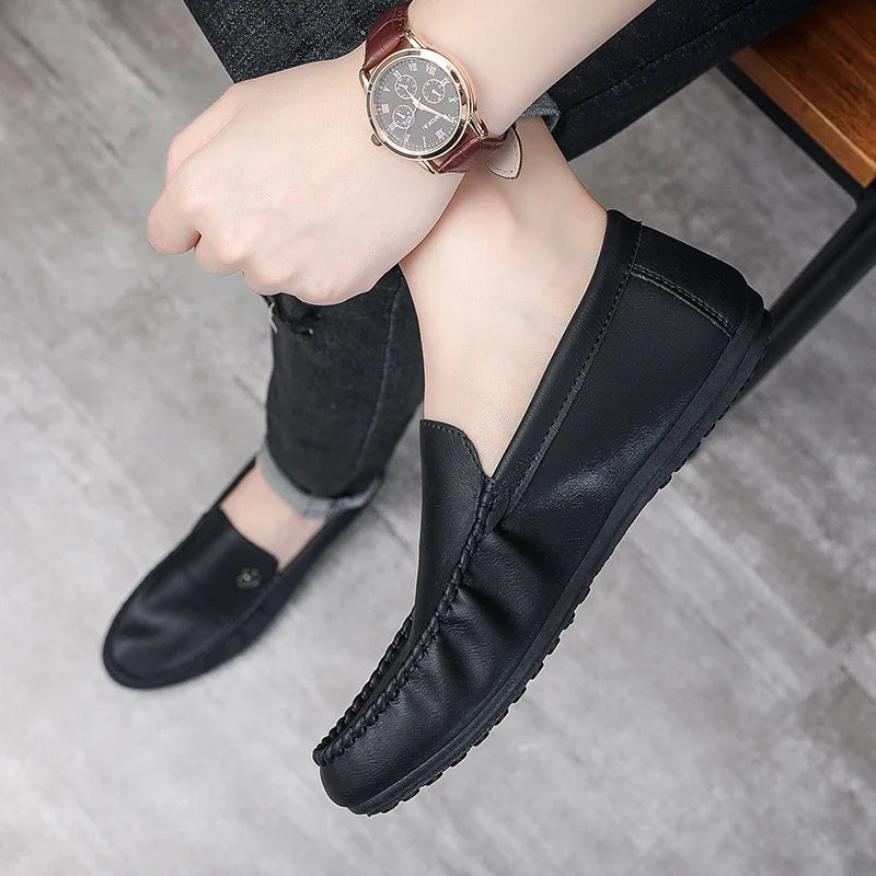Men Casual Shoes Genuine Leather Luxury Brand Men Loafers Italian Moccasins Breathable Slip on Men Driving Shoes Chaussure Homme