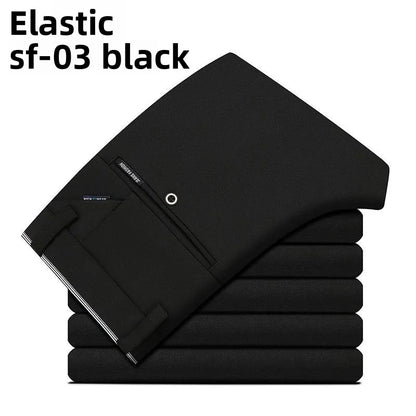 Men's Stretch Dress Pants Wrinkle Free, Slim Fit Business Trousers for Office, Spring Summer Lightweight Chino Slacks Black Blue