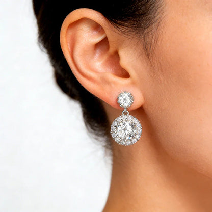 6.5mm Moissanite Earring 925 Sterling Silver GRA Certified Round Cut Moissanite Drop Earrings for Women Wedding Jewelry