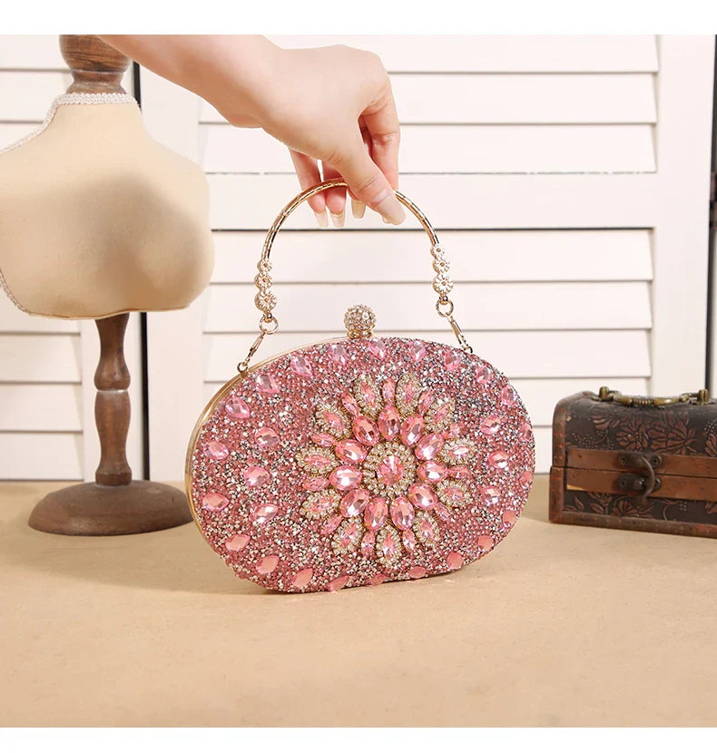 Cross-border explosive sunflower dinner bag Fashion banquet clutch bag Dress evening bag Diamond set bag European and American p