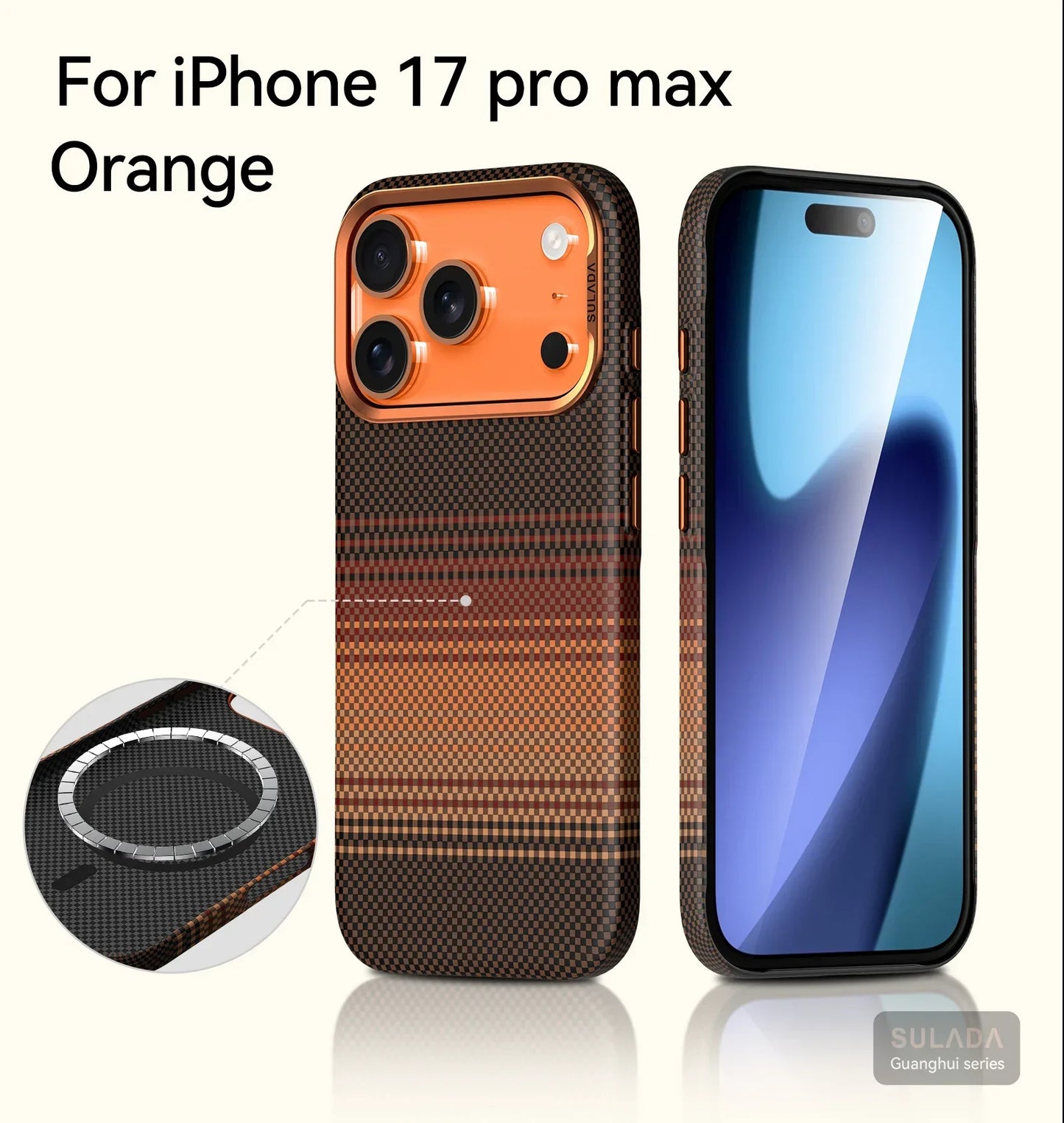 For Iphone 17 Pro Max / 17 Pro / 17 Magnetic Phone Case Carbon Fiber Pattern Magsafe Kevlar Pattern Shockproof Pc Hard Cover