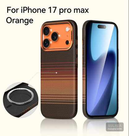 For Iphone 17 Pro Max / 17 Pro / 17 Magnetic Phone Case Carbon Fiber Pattern Magsafe Kevlar Pattern Shockproof Pc Hard Cover