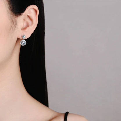 1ct Moissanite Earrings for Women S925 Sterling Silver 18k White Gold Plated Diamond Drop Earring Gifts with Certificate