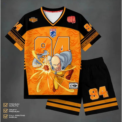 Saitama Athleisure Set One-Punch Man Anime Allover Print Adult Kids T-Shirt & Shorts Summer Quick-dry Soft Lightweight