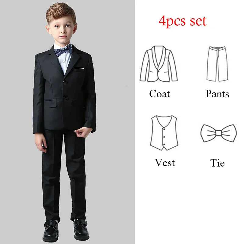 Spring Autumn Children Boy Wedding Suit Teenager Kids Formal Elegant Suits For Boy 1-14  Years Boys Suits Outfits Set