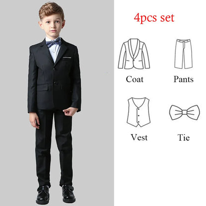 Spring Autumn Children Boy Wedding Suit Teenager Kids Formal Elegant Suits For Boy 1-14  Years Boys Suits Outfits Set