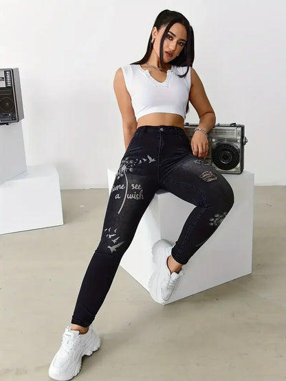 Calça Jeans Feminina Skinny de Cintura Alta com Stretch