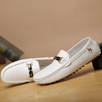 Shoes Men Handmade PU Leather Loafer Casual Driving Flats Slip-on Shoes Luxury Comfy Moccasins White Loafers Shoes for Men