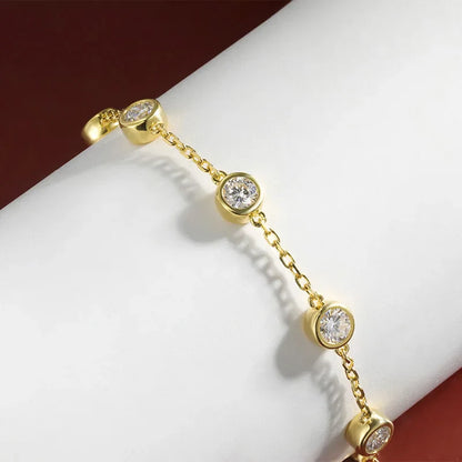 4mm 0.3CT Full Moissanite Tennis Bracelets For Women S925 Silver Plated 18K Gold Hand Chain Fine Jewelry with certificate