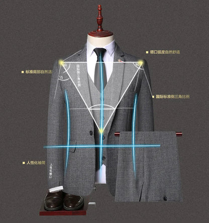 S-6XL Jacket Vest Pants Casual Plaid Retro Business Men's Suit 3Pcs or 2Pcs Set Groom Wedding Dress Blazer Waistcoat Trousers