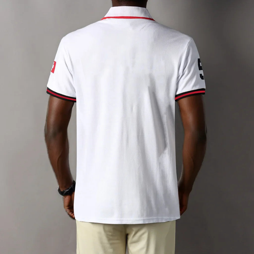 New Swiss polo shirts men short sleeved polo collars fashionable casual sporty high-end pure cotton micro elastic embroidery