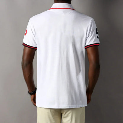 New Swiss polo shirts men short sleeved polo collars fashionable casual sporty high-end pure cotton micro elastic embroidery
