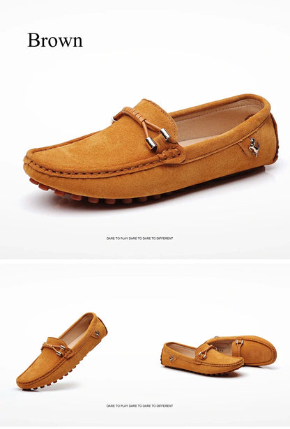 Size 48 Loafers Men Luxury Brand Moccasins Shoes Men Suede Leather Loafers Shoes Slip on Non-slip Driving Loafers for Men