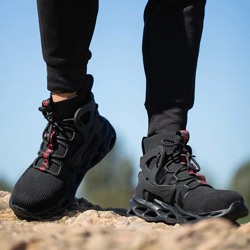 Steel Toe Safety Shoes Men, Anti-Puncture Anti-Smash Non Slip Industrial Work Boots Kevlar-Midsole Protection Tactical Boots