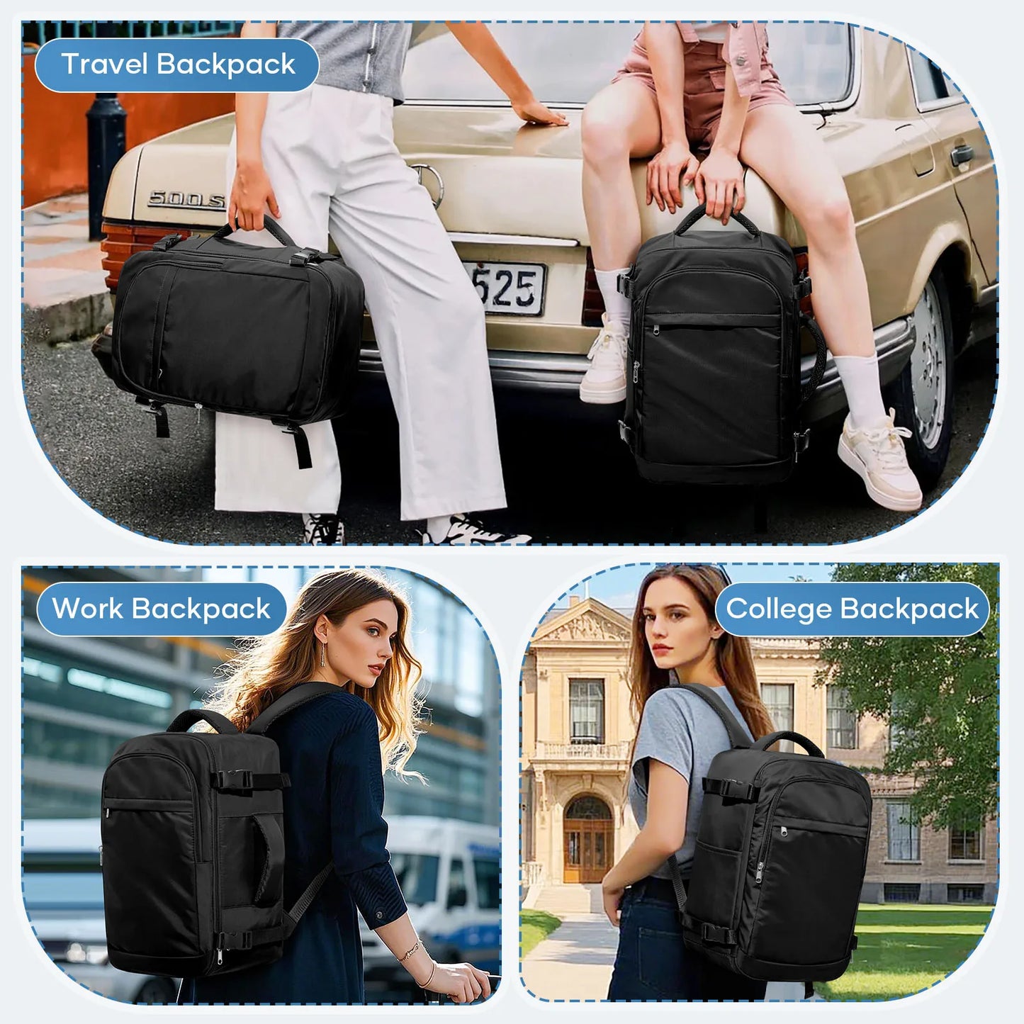Men 15.6 inch Laptop Bag Cabin Airplane Travel Backpack 40x20x25, Able Carry Hand Luggage Backpack Ryanair, College Backpack
