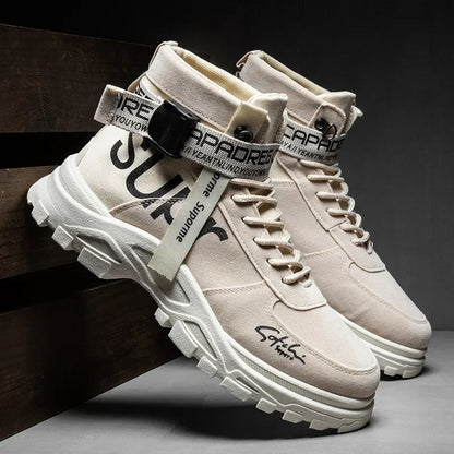 Cloth Men Boots High Top Ankle Boots British Style Men Casual Shoes Outdoor Breathable Walking Sneakers Comfortable Work Boots