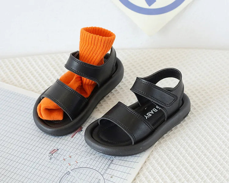 New Children Summer Sandals Boys Girls Fashion Pure Color Hook Sandals Baby Soft Breathable Shoes Kids Summer Beach Sandals