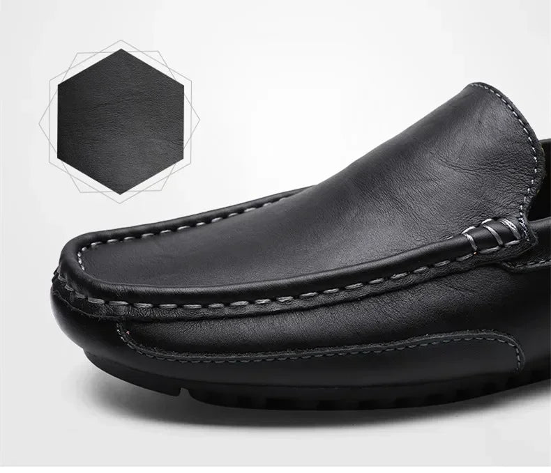Genuine Leather Breathable Mocasines Casual Loafers Leather Shoes For Men Slip On Formal Italian Driving Flat Chaussure Homme