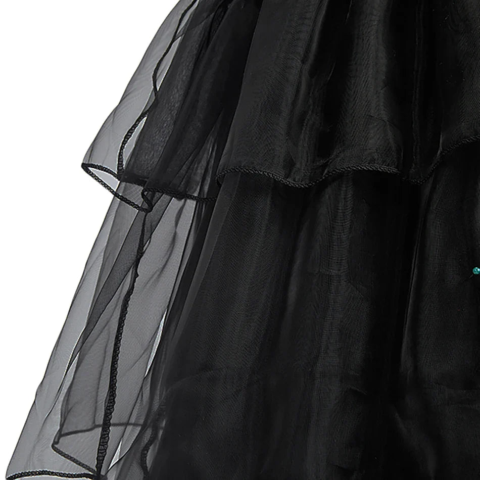 Girl Costume Kids Cosplay Black Princess Dress Children Pageant Dinner Dress Girl Halloween Party Dancing Clothing