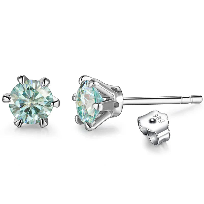 New Arrival 0.5 Carat Moissanite Gemstone Stud Earrings for Women Solid 925 Sterling Silver D Color Solitaire Fine Jewelry