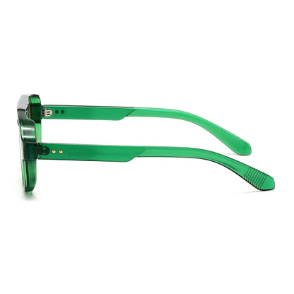 Vintage Double Bridges Men Square Sunglasses Fashion Green Ocean Lens UV400 Eyewear Women Trending Rivets Sun Glasses