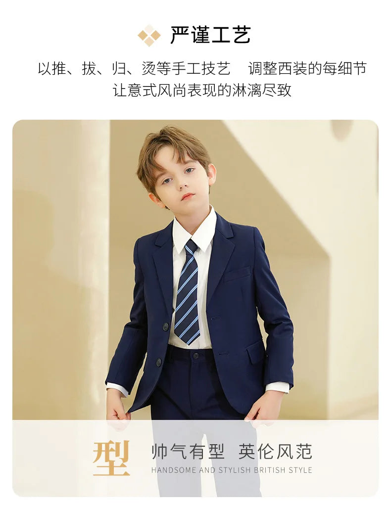 Spring Autumn Children Boy Wedding Suit Teenager Kids Formal Elegant Suits For Boy 1-14  Years Boys Suits Outfits Set