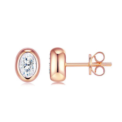 0.5carat Bezel Set Oval Cut Moissanite Stud Earrings for Women S925 Silver Jewelry Lab Grown Diamond Ear Studs with Certificate