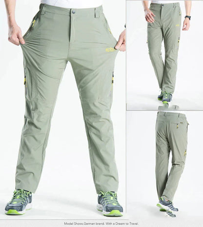 Summer Quick Dry Hiking Pants Men Stretch Waterproof Tactical Pants Zipper Pockets Trousers Lightweight Fishing Pants