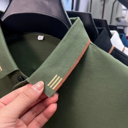 Luxury Design Men's Polo Shirt Lapel Short Sleeve T-Shirt Summer New Solid Color Simple Fashion Casual Business Office Menswear